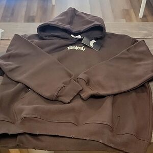 SYNICAL GLOBAL BROWN DISTRESSED HOODIE. SOLD OUT ONLINE